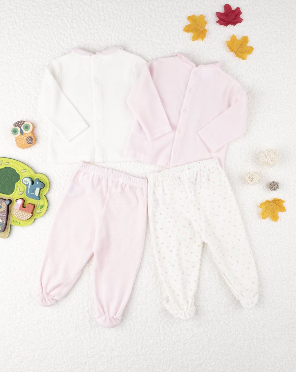 βρεφικά σετάκια σενίλ πακέτο x2 home για κορίτσι - Prénatal