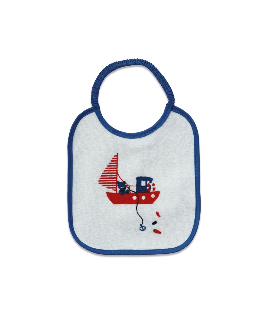 βρεφική σαλιάρα λευκή με αρκουδάκι για αγόρι