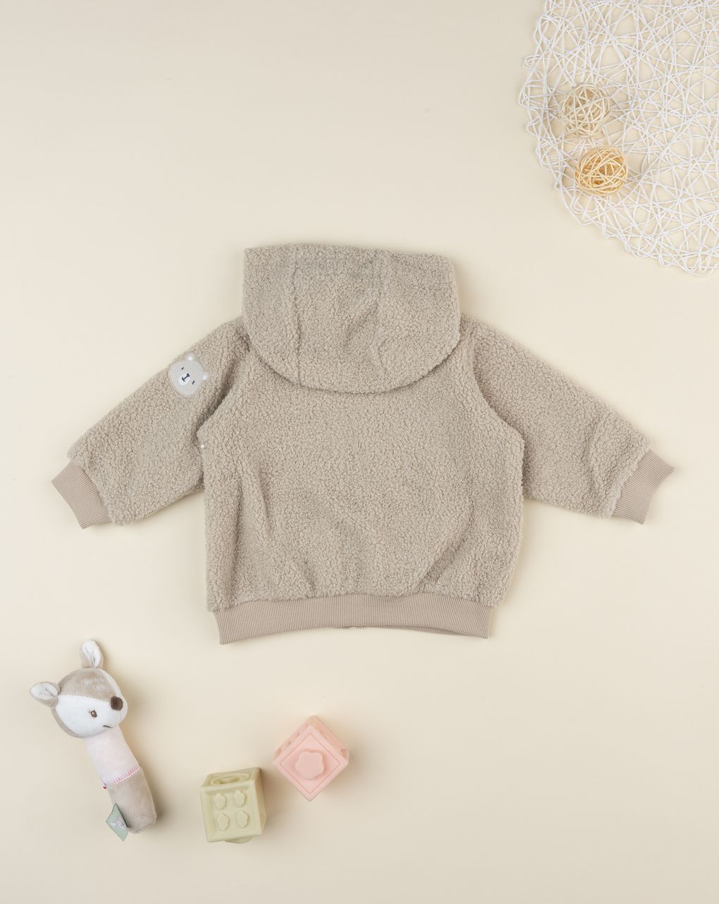 βρεφική ζακέτα μπουκλέ με αρκουδάκι για αγόρι - Prénatal