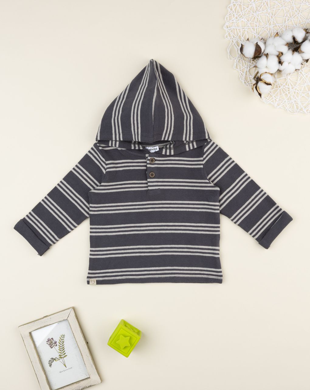 βρεφική μπλούζα γκρι ριγέ για αγόρι - Prénatal