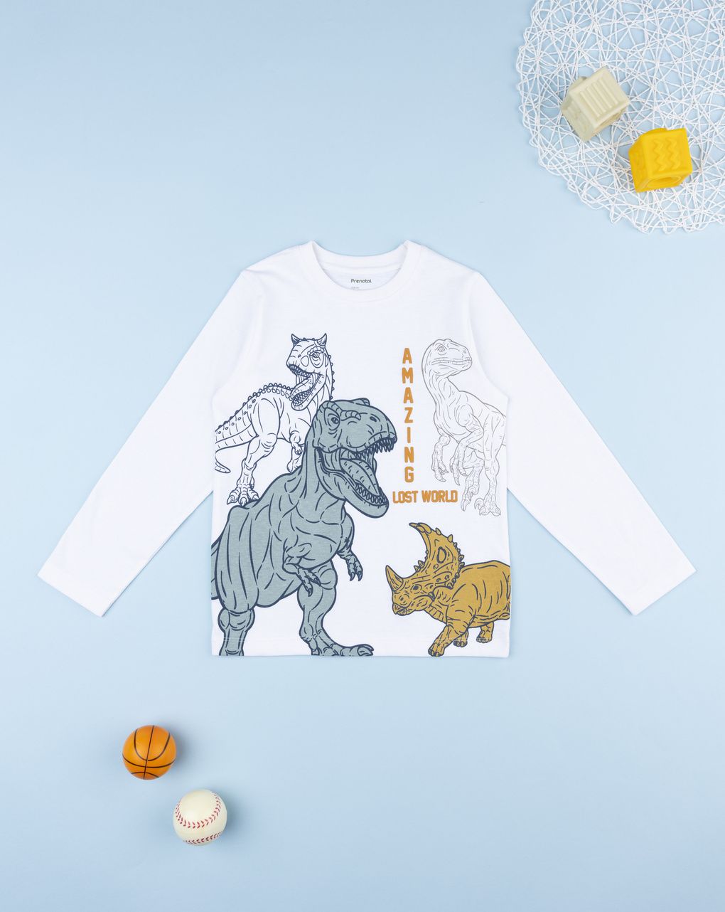 παιδική μπλούζα λευκή dinos για αγόρι - Prénatal