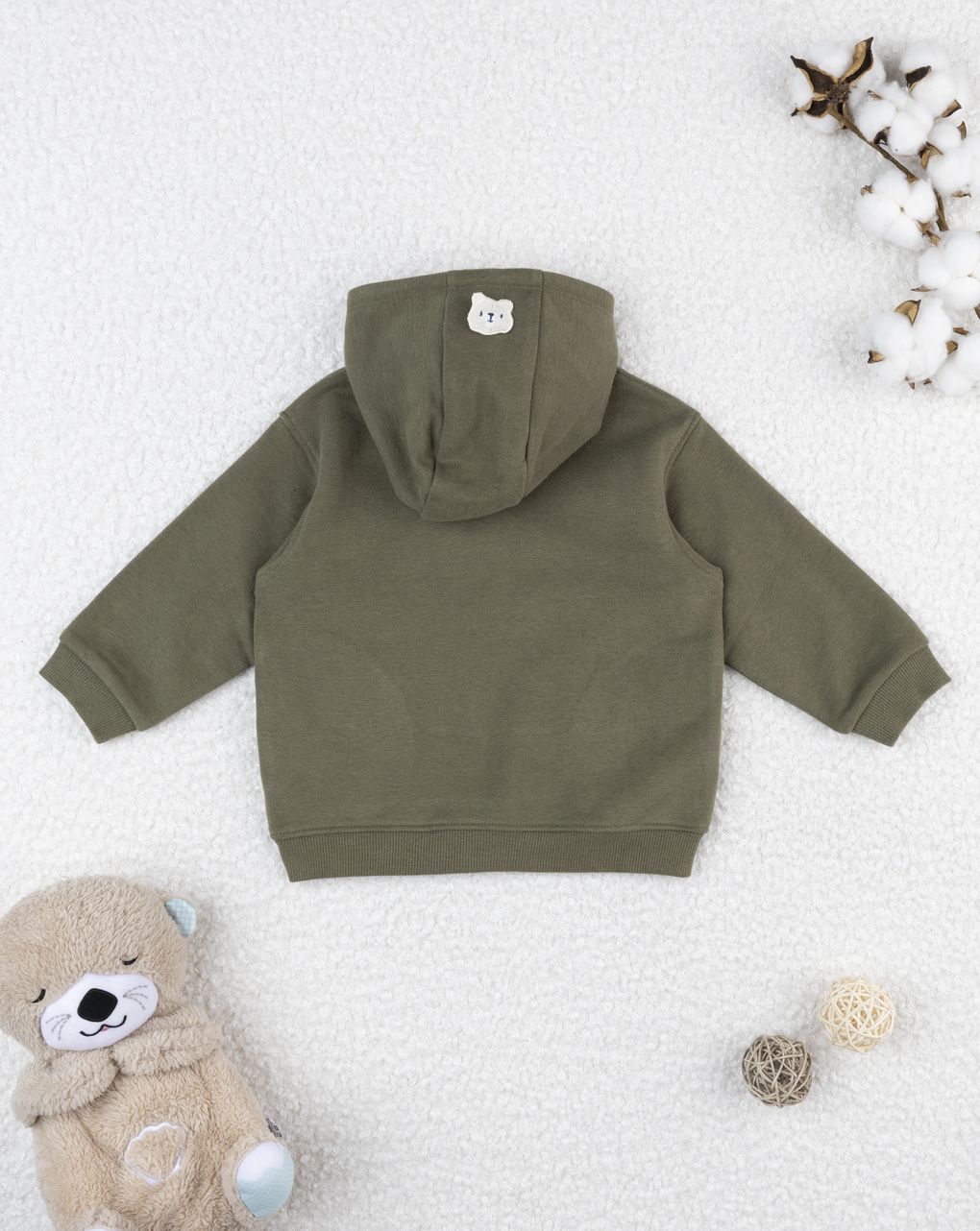 βρεφική μπλούζα φούτερ χακί με αρκουδάκι για αγόρι - Prénatal