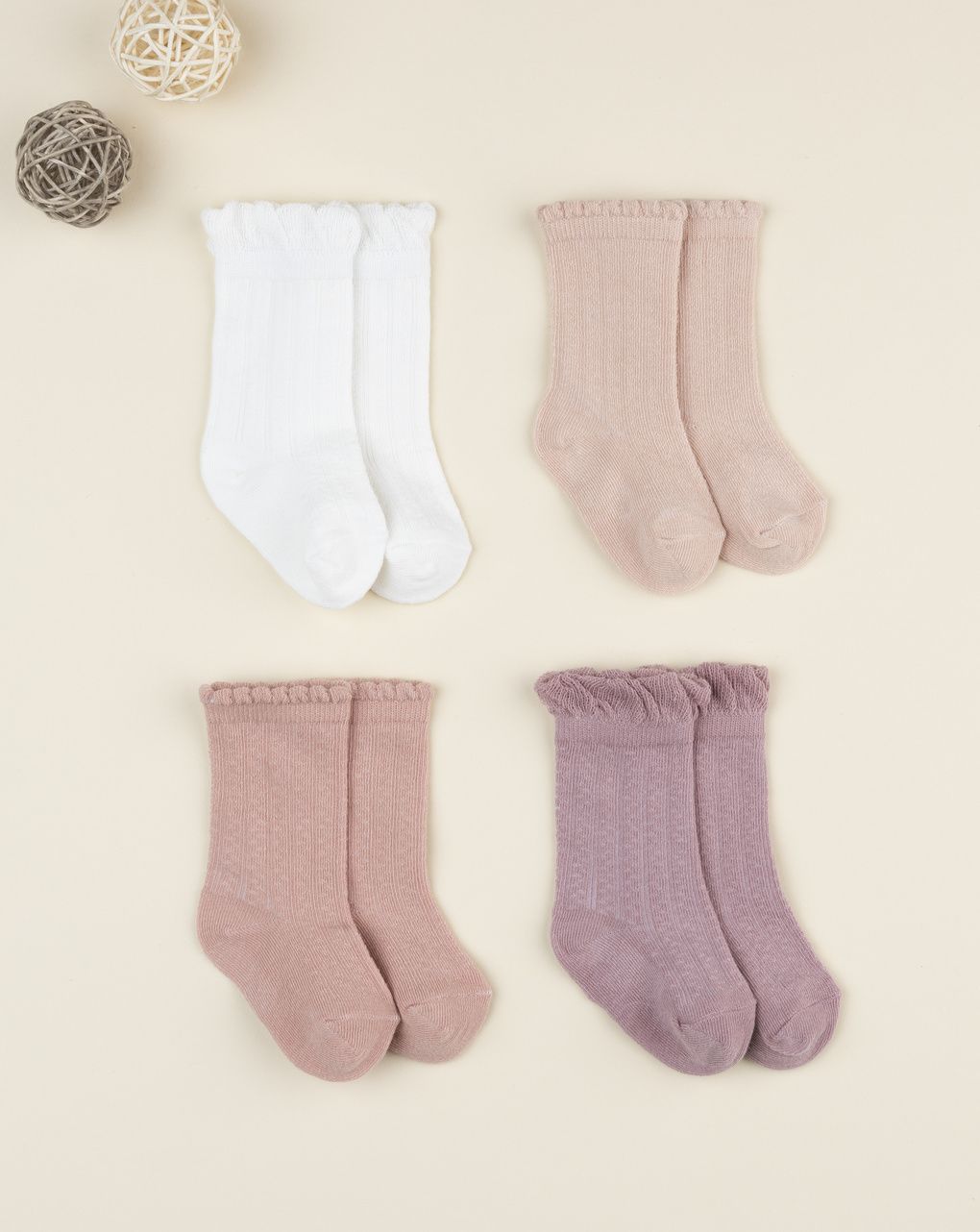 βρεφικά καλτσάκια πακέτο x4 παστέλ για κορίτσι - Prénatal