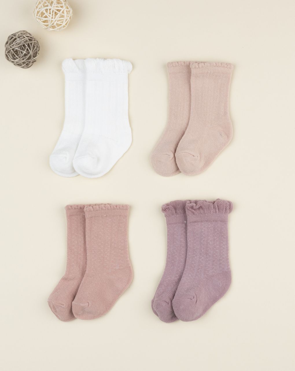 βρεφικά καλτσάκια πακέτο x4 παστέλ για κορίτσι