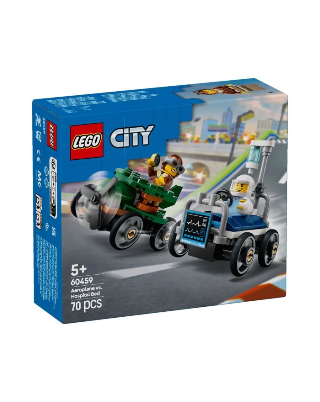 Lego city airplane vs. hospital bed race car pack 60459