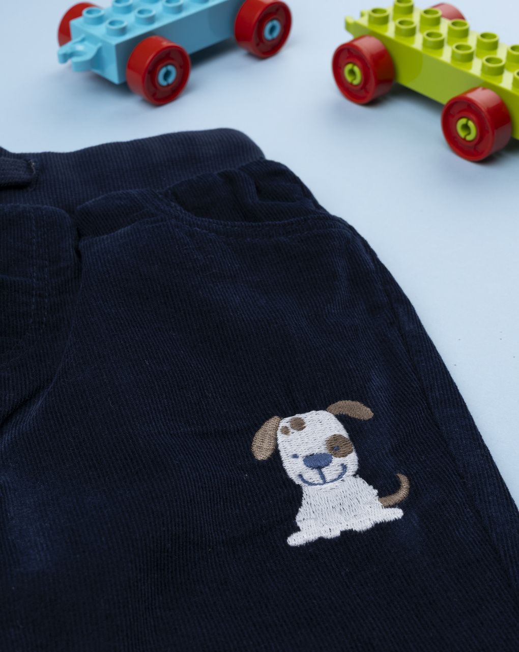 βρεφικό παντελόνι κοτλέ μπλε με σκυλάκι για αγόρι - Prénatal