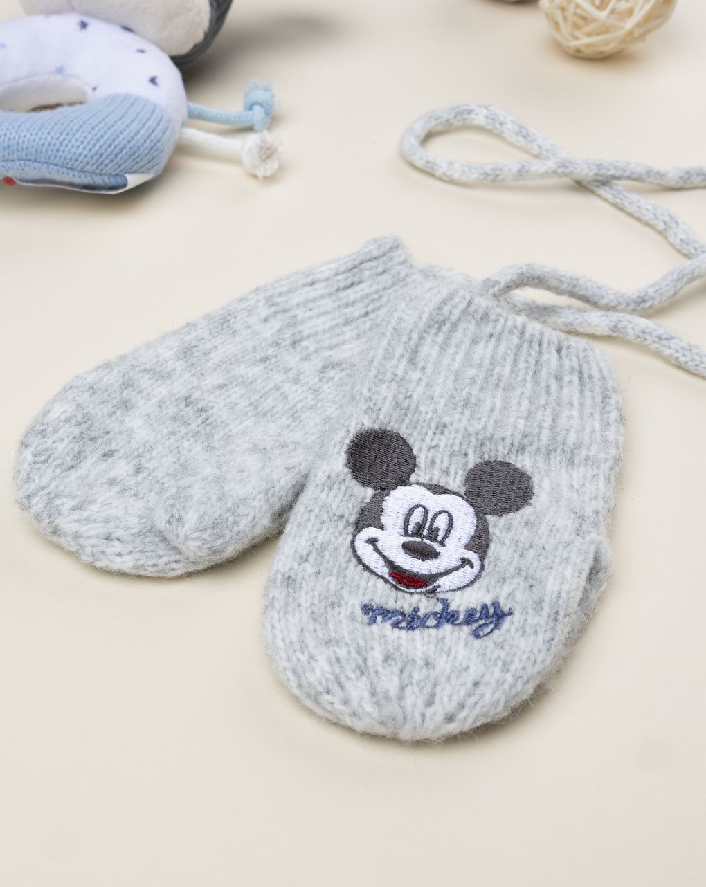 βρεφικά γαντάκια χουφτίτσες γκρι mickey για αγόρι - Prénatal