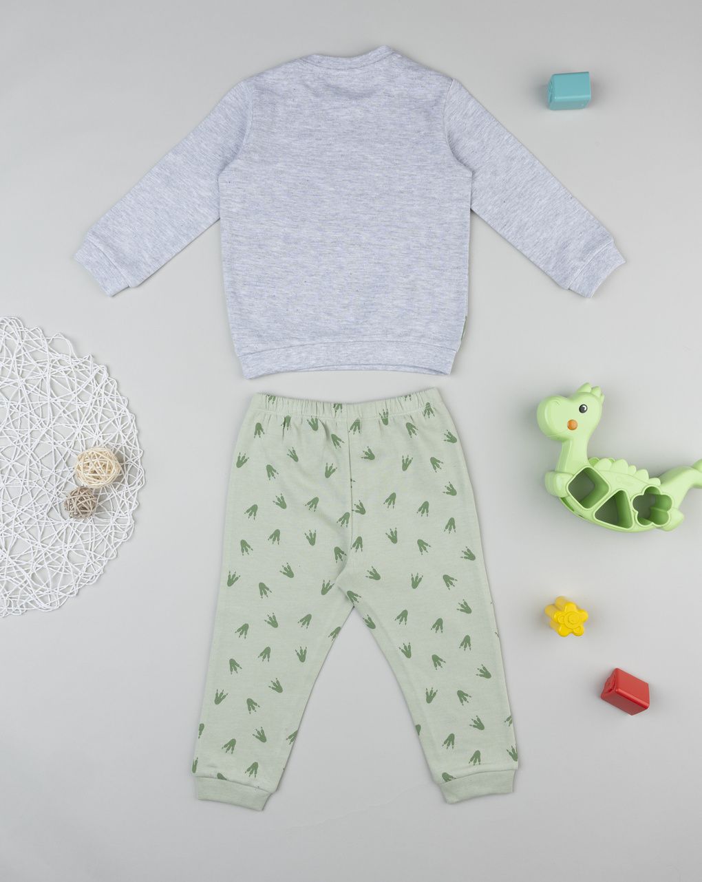 βρεφική πιτζάμα γκρι/πράσινη dino για αγόρι - Prénatal
