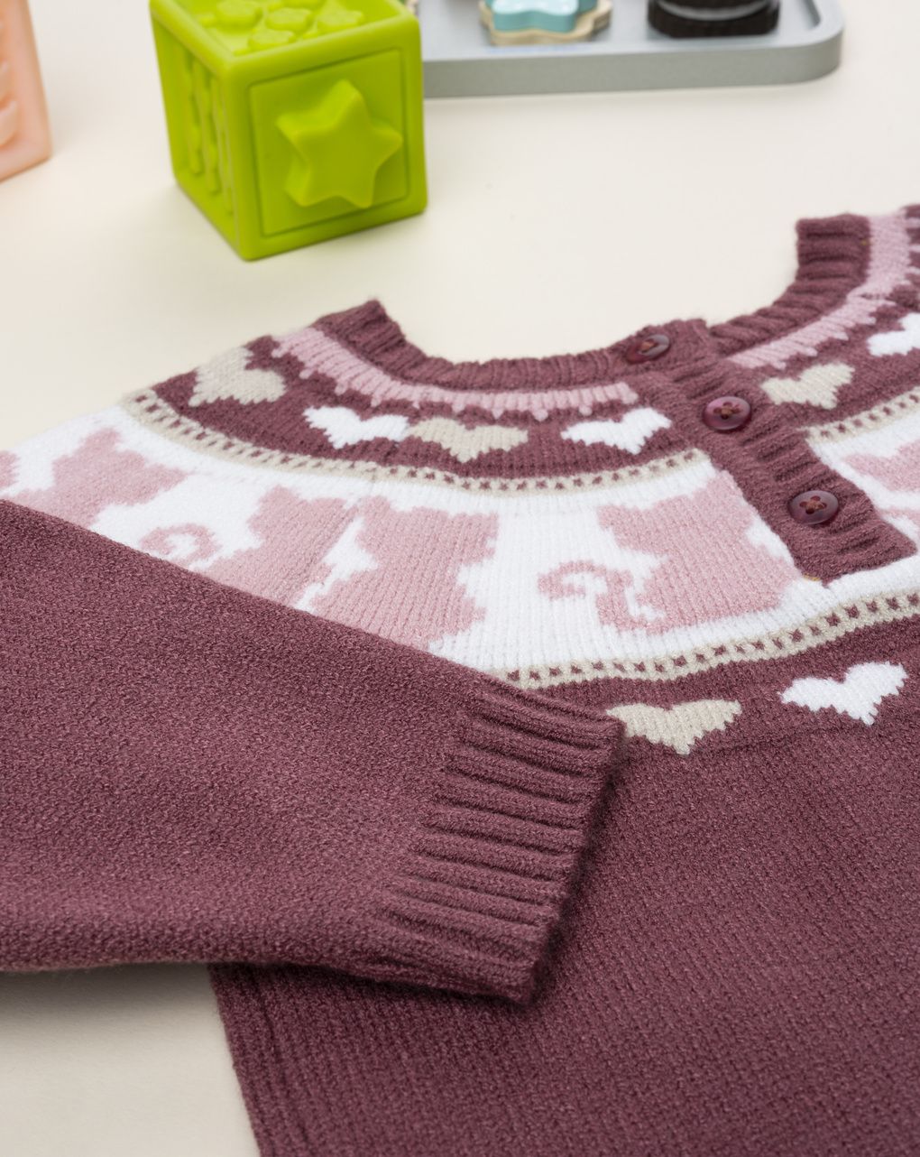 βρεφικό πουλόβερ σάπιο μήλο ζακάρ με γατάκια για κορίτσι - Prénatal