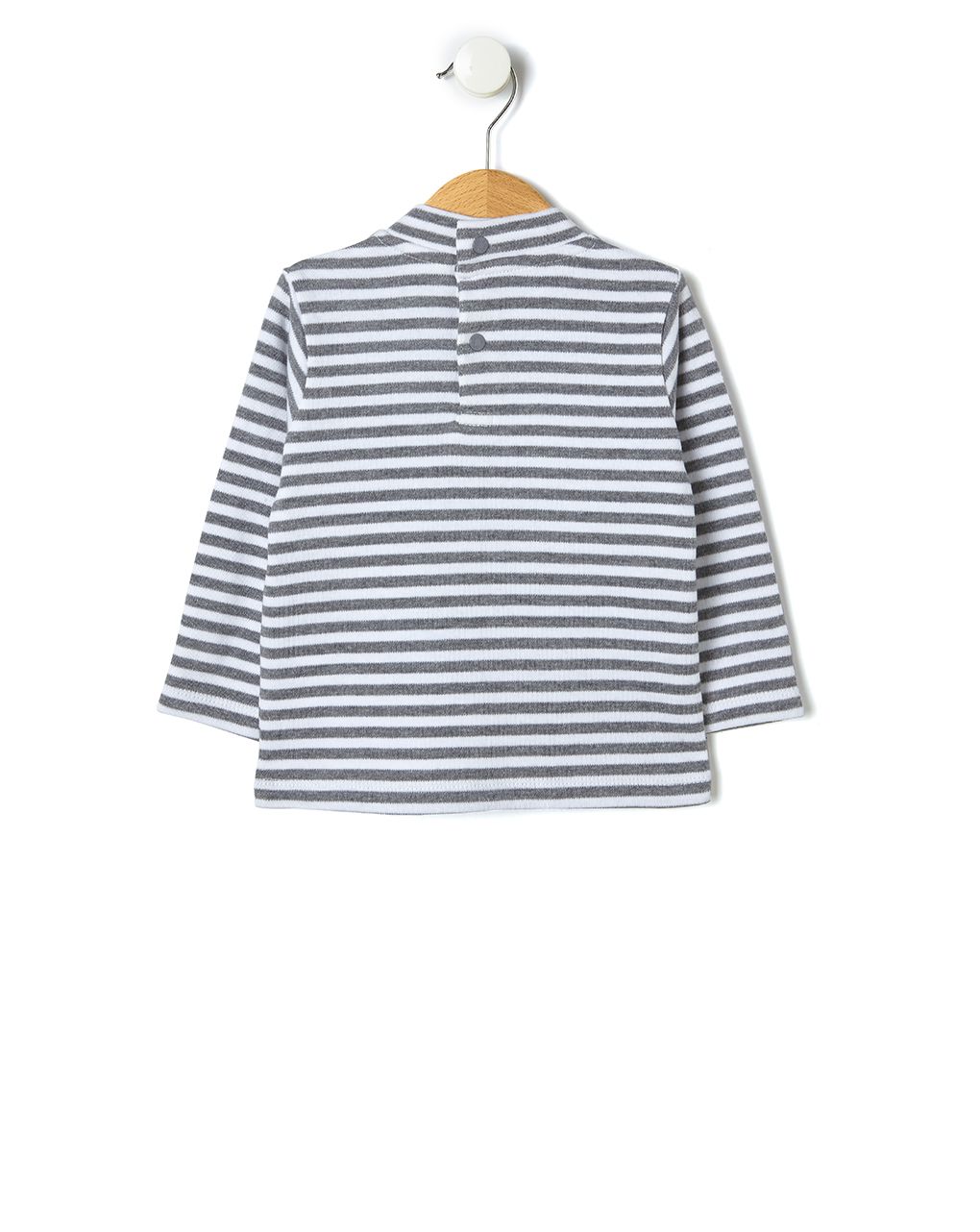 βρεφική μπλούζα γκρι/λευκή ριγέ για αγόρι - Prénatal