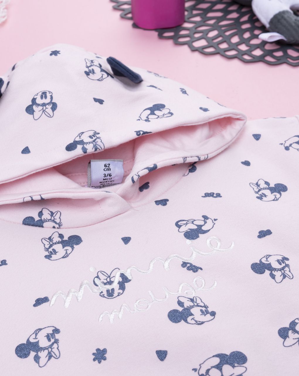 βρεφική μπλούζα φούτερ ροζ minnie για κορίτσι - Prénatal