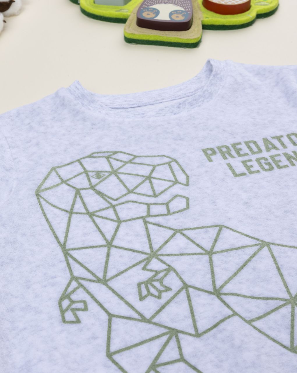 παιδική πιτζάμα σενίλ γκρι/λαδί dino για αγόρι - Prénatal