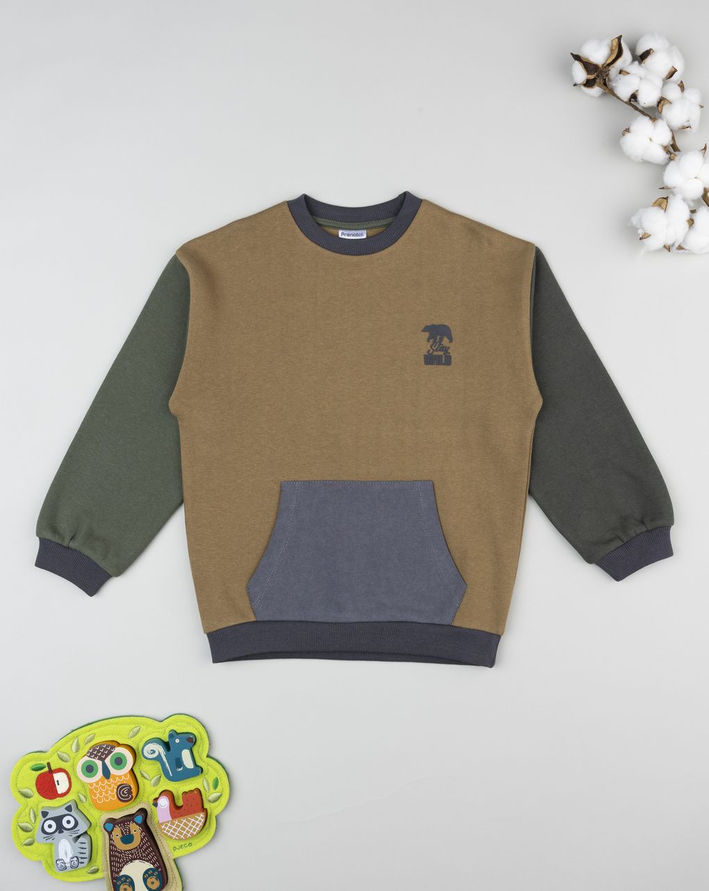 παιδική μπλούζα φούτερ καφέ stay wild για αγόρι - Prénatal