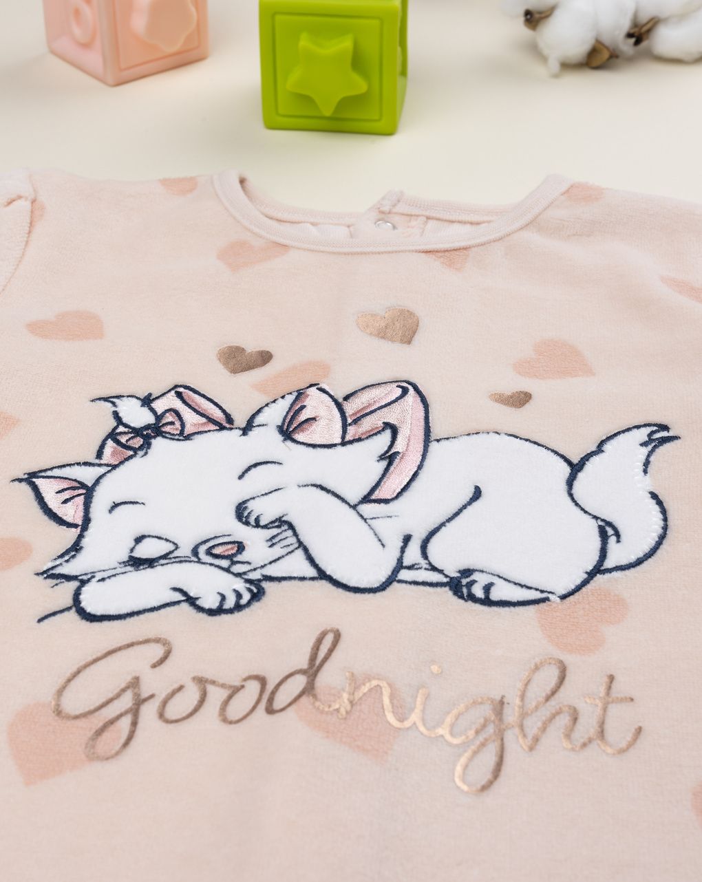 βρεφική πιτζάμα ολόσωμη σενίλ σομόν marie για κορίτσι - Prénatal