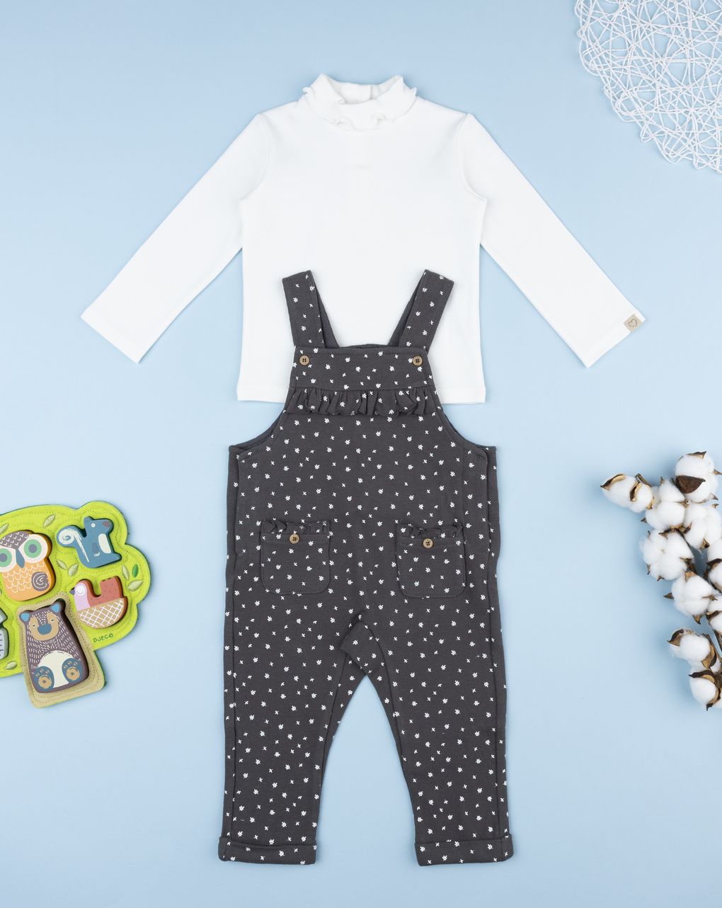 βρεφικό σετ μπλούζα και σαλοπέτα με λουλούδια για κορίτσι