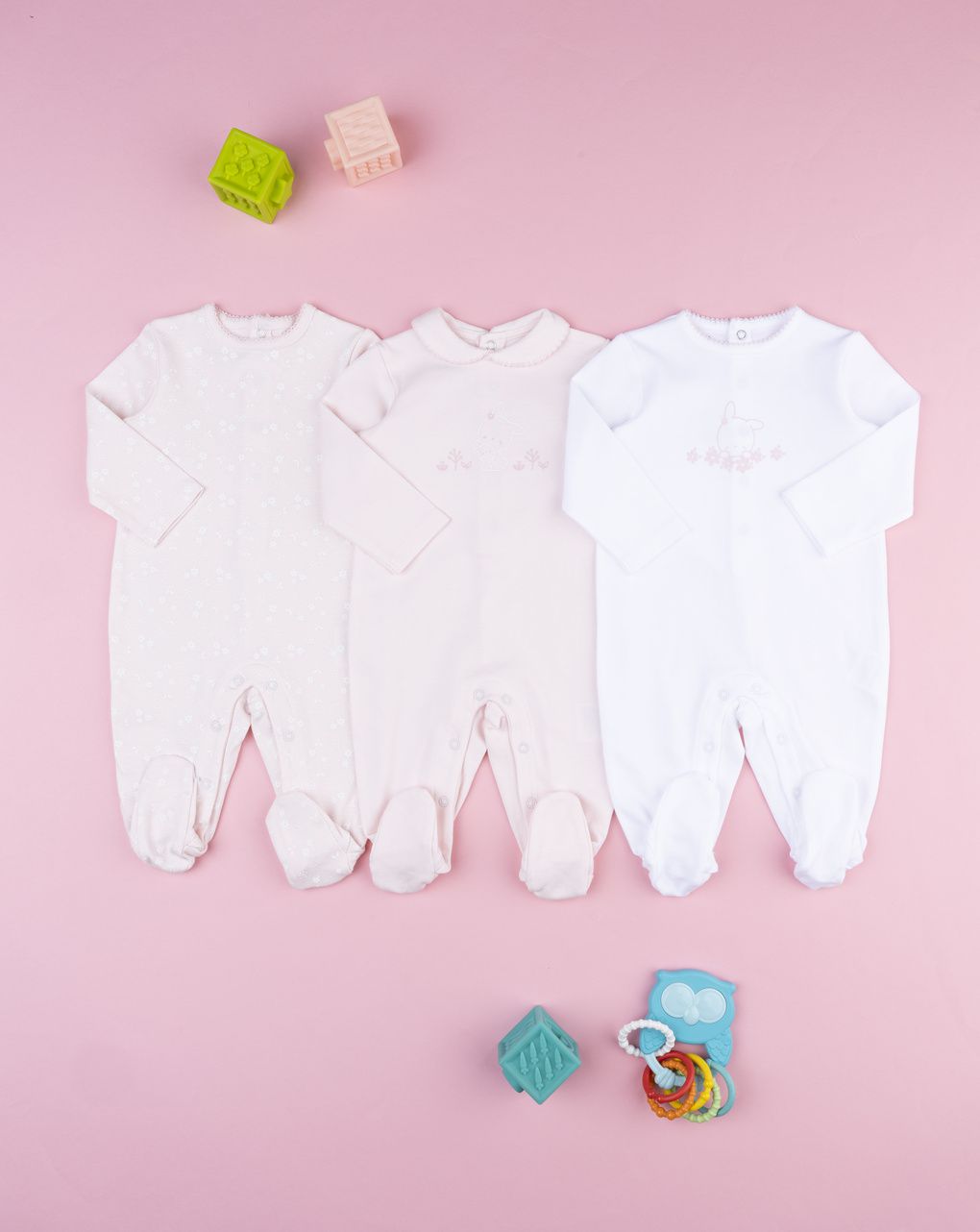 βρεφικό σετ φορμάκια με λαγουδάκια πακέτο x3 για κορίτσι - Prénatal