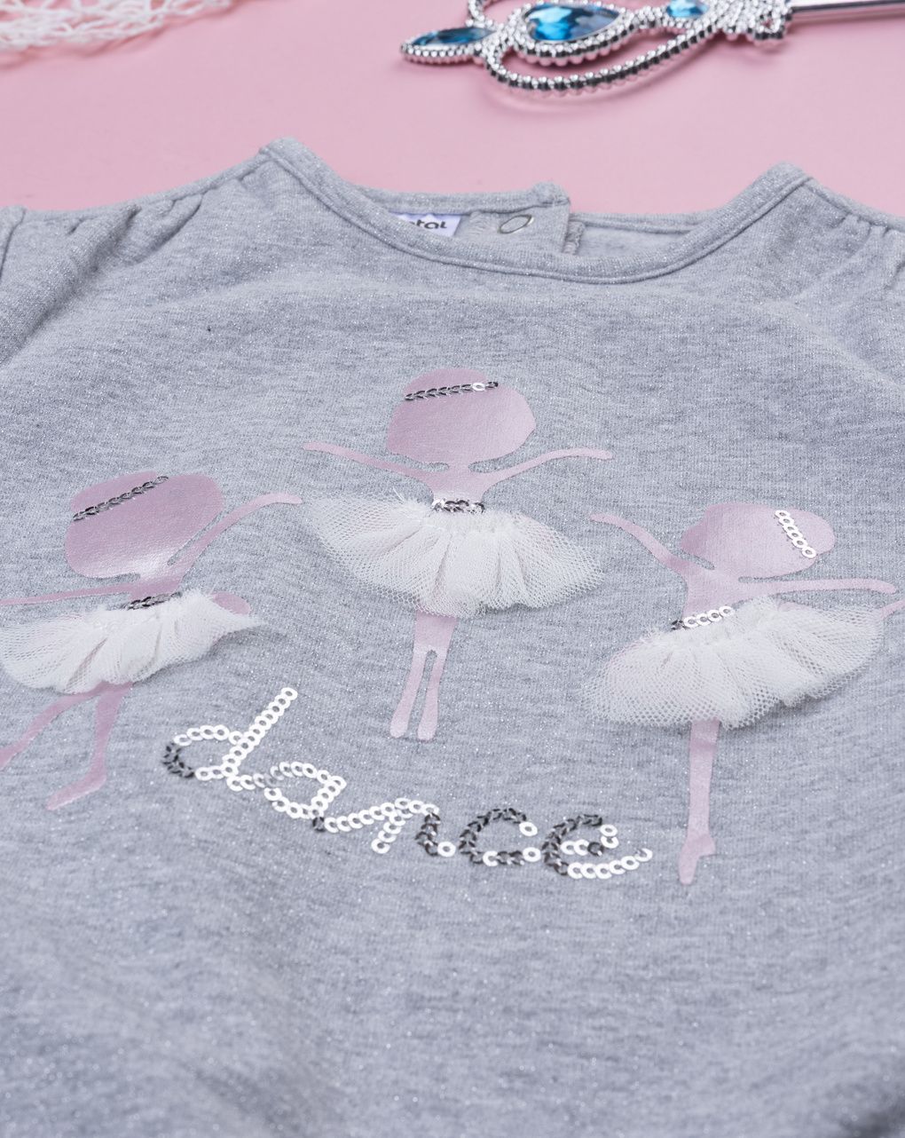βρεφική μπλούζα φούτερ γκρι dance για κορίτσι - Prénatal