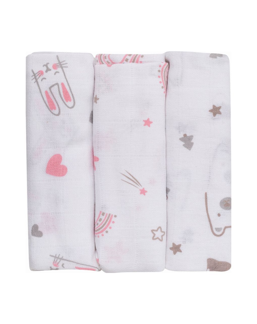 Bubaba πάνες μουσελίνα 3τμχ 80×80 cm pink 48037