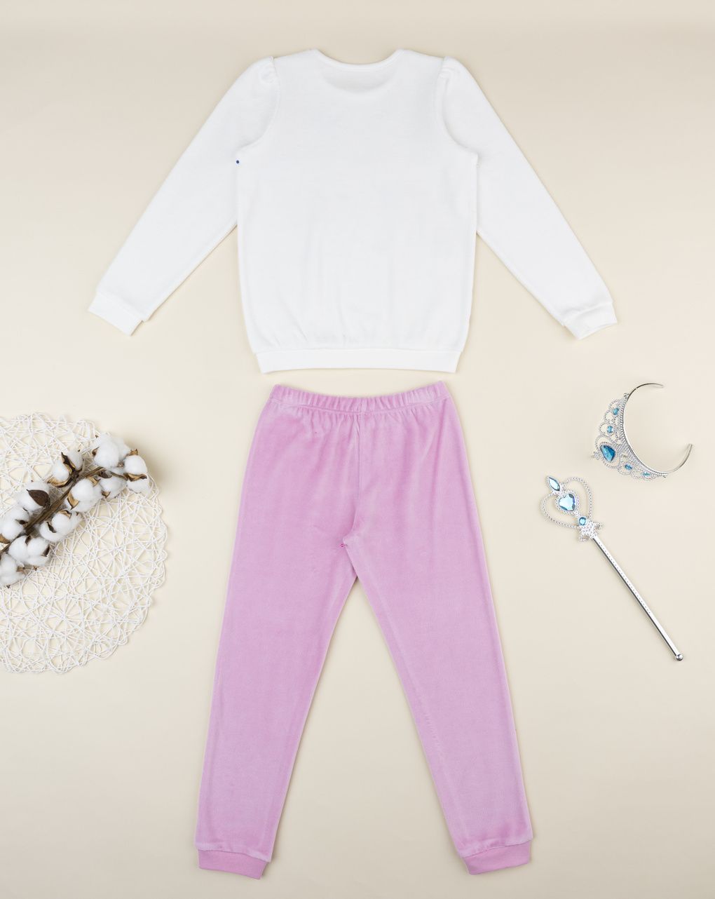 παιδική πιτζάμα σενίλ λευκή/ροζ με μονόκερους για κορίτσι - Prénatal