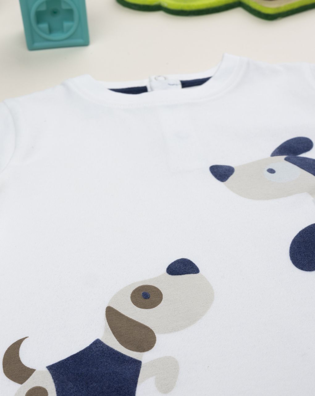 βρεφική μπλούζα λευκή με σκυλάκια για αγόρι - Prénatal