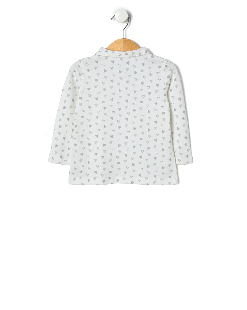 βρεφική μπλούζα πόλο λευκή με καρδούλες για κορίτσι - Prénatal