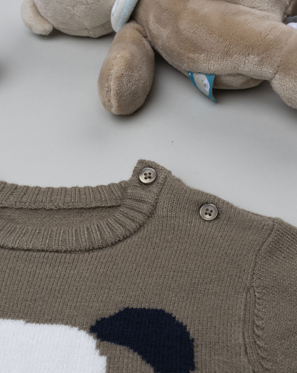 βρεφικό πουλόβερ καφέ με σκυλάκι για αγόρι - Prénatal