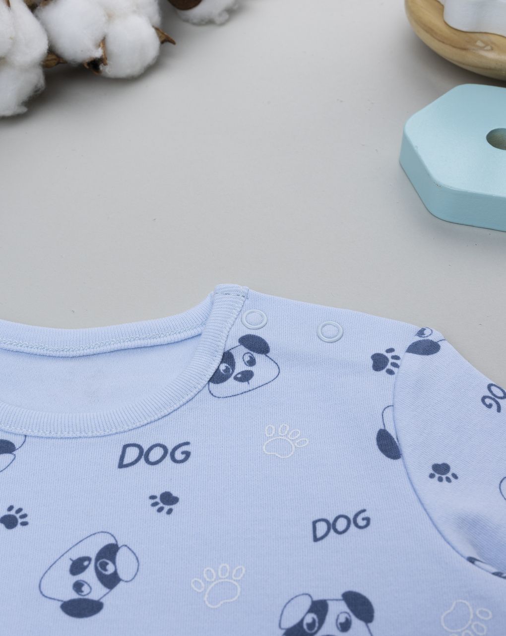 βρεφικά κορμάκια λευκό/γαλάζιο dog για αγόρι - Prénatal