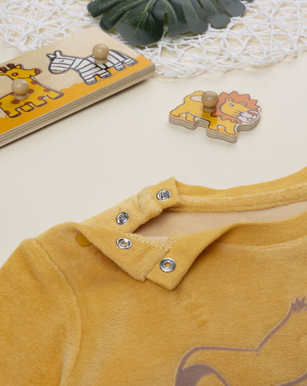 βρεφική πιτζάμα σενίλ πορτοκαλί/λευκή lion king για αγόρι - Prénatal