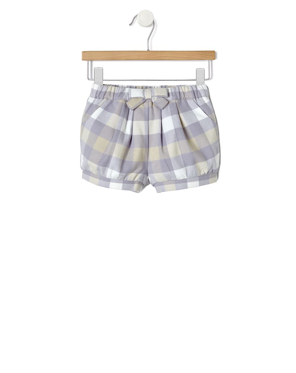 βρεφικό σορτσάκι καρό λιλέ/μπεζ για κορίτσι