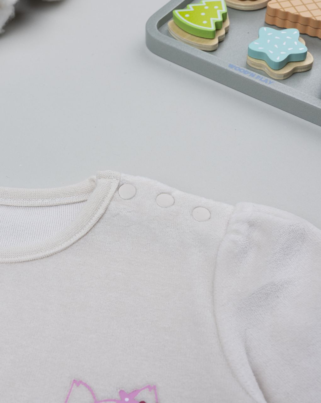 βρεφική πιτζάμα σενίλ μπεζ με αλεπούδες για κορίτσι - Prénatal