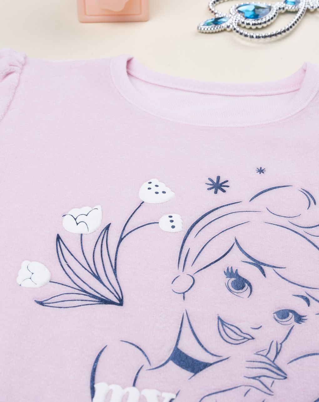 παιδική πιτζάμα σενίλ ροζ σταχτοπούτα για κορίτσι - Prénatal