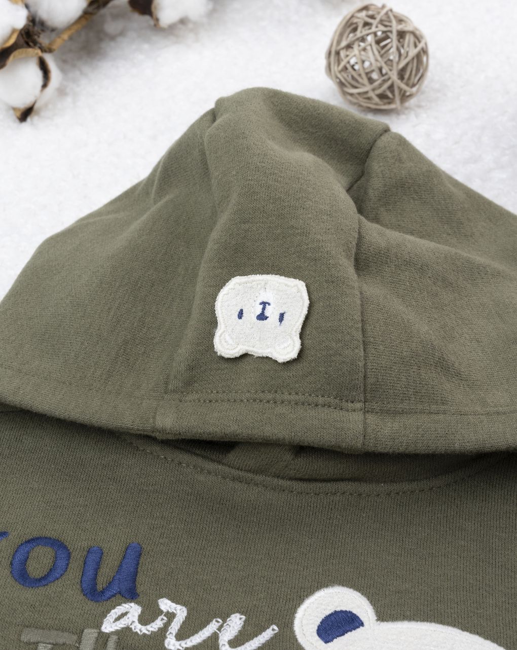 βρεφική μπλούζα φούτερ χακί με αρκουδάκι για αγόρι - Prénatal