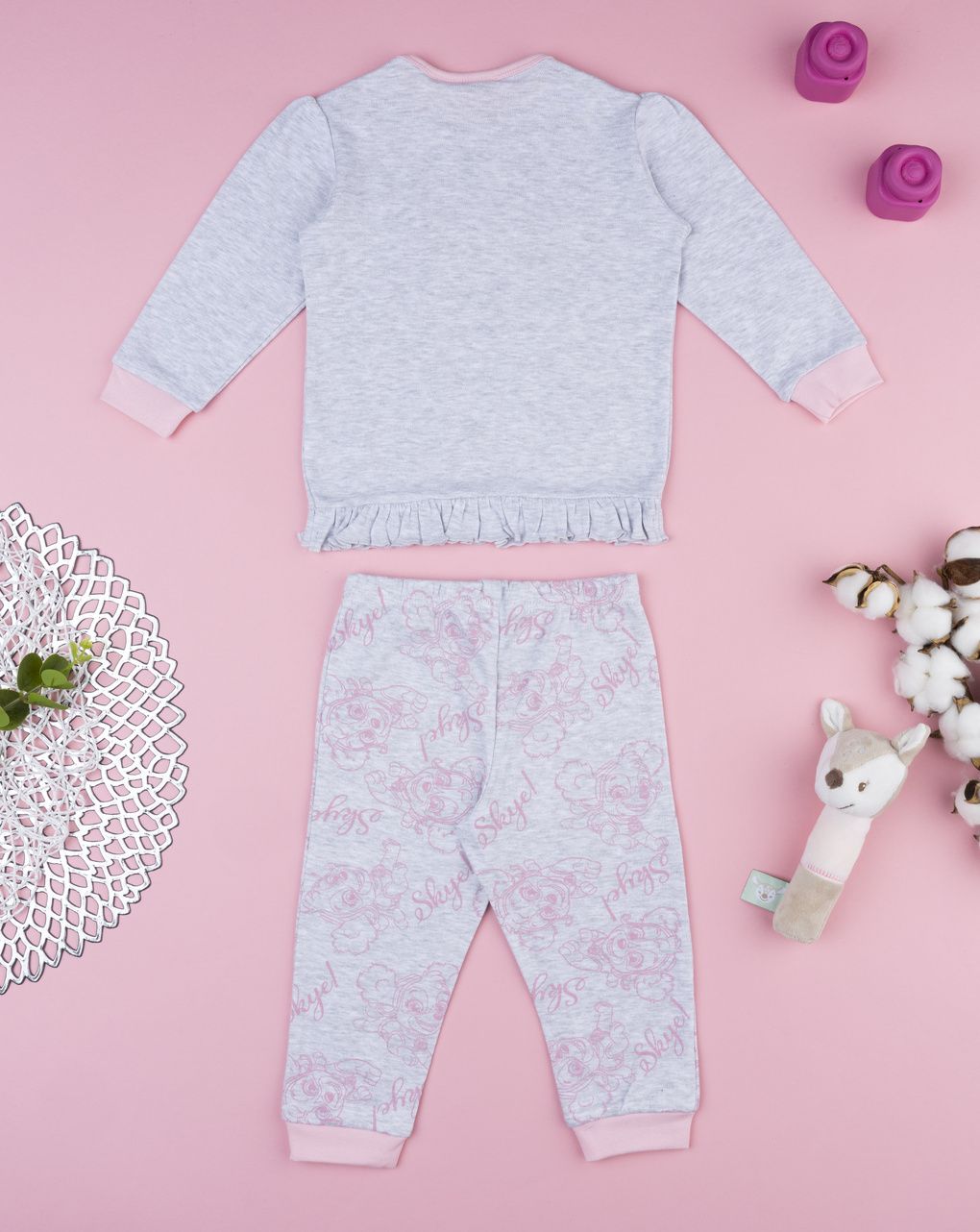 βρεφική πιτζάμα γκρι paw patrol για κορίτσι - Prénatal