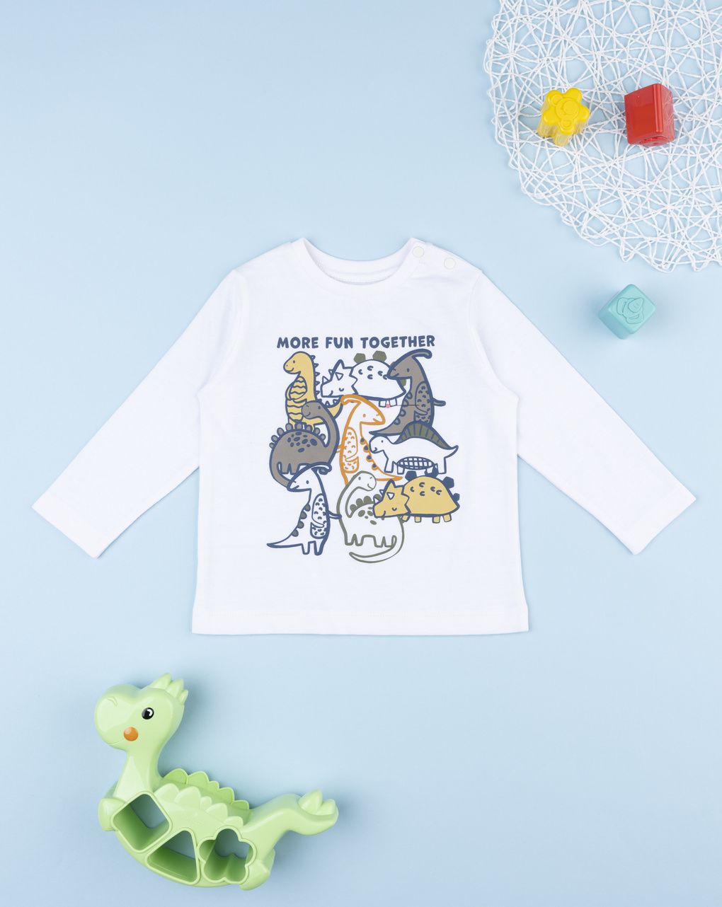 βρεφική μπλούζα λευκή με δεινόσαυρους για αγόρι