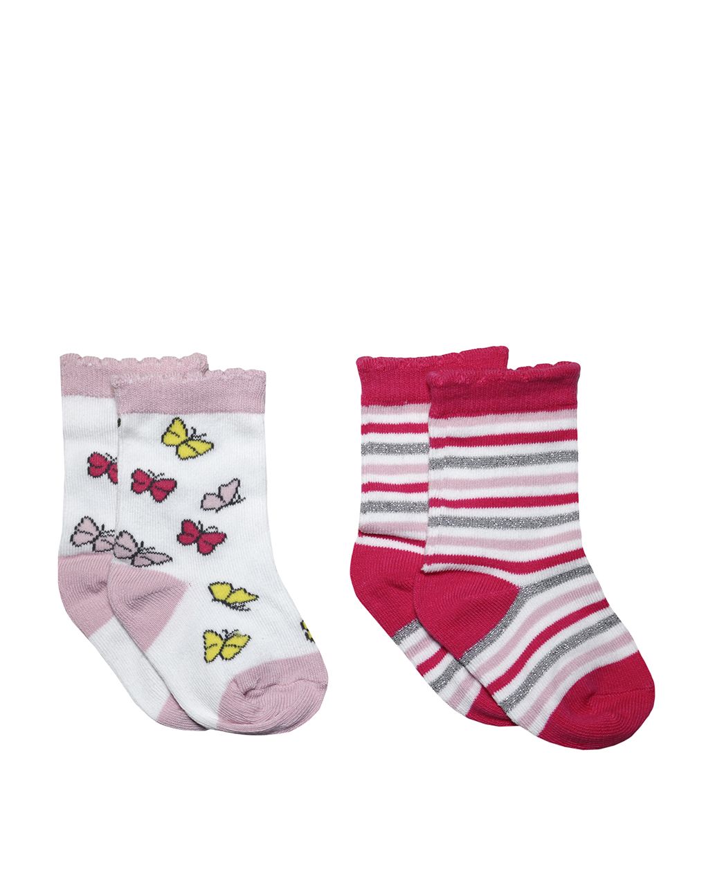 βρεφικά καλτσάκια με πεταλούδες πακέτο x2 για κορίτσι