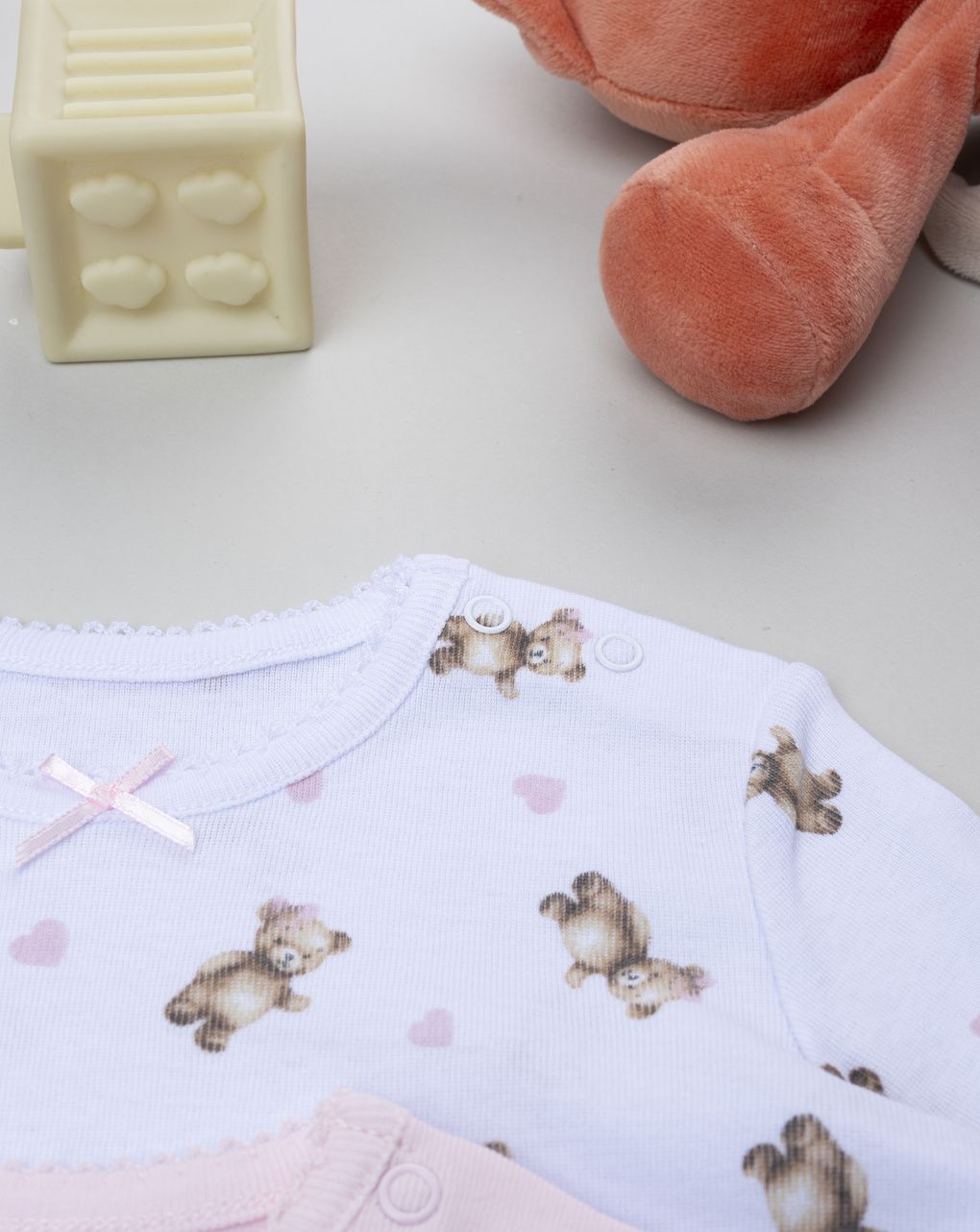 βρεφικά κορμάκια λευκό/ροζ με αρκουδάκια για κορίτσι - Prénatal