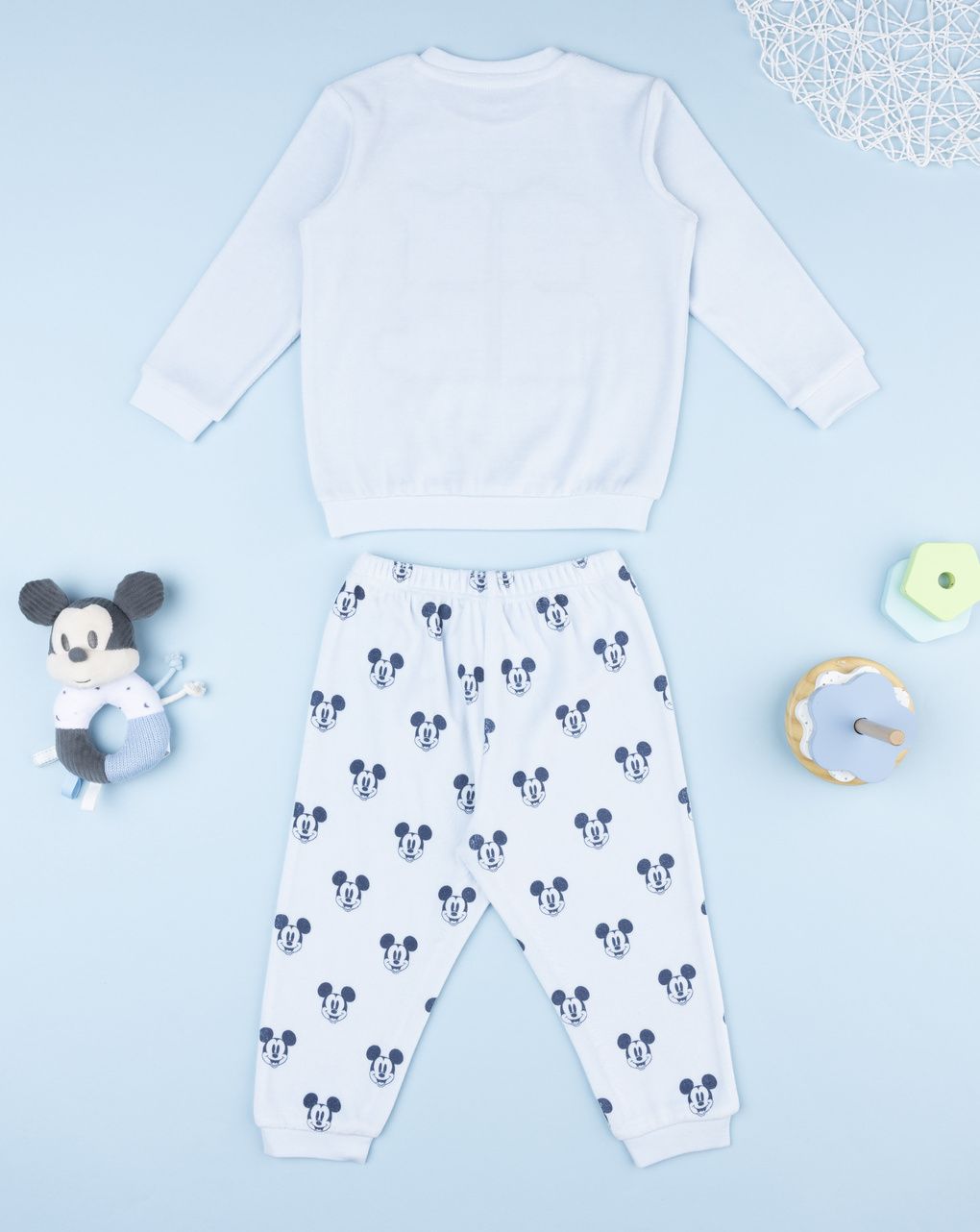 βρεφική πιτζάμα σενίλ γαλάζια mickey για αγόρι - Prénatal