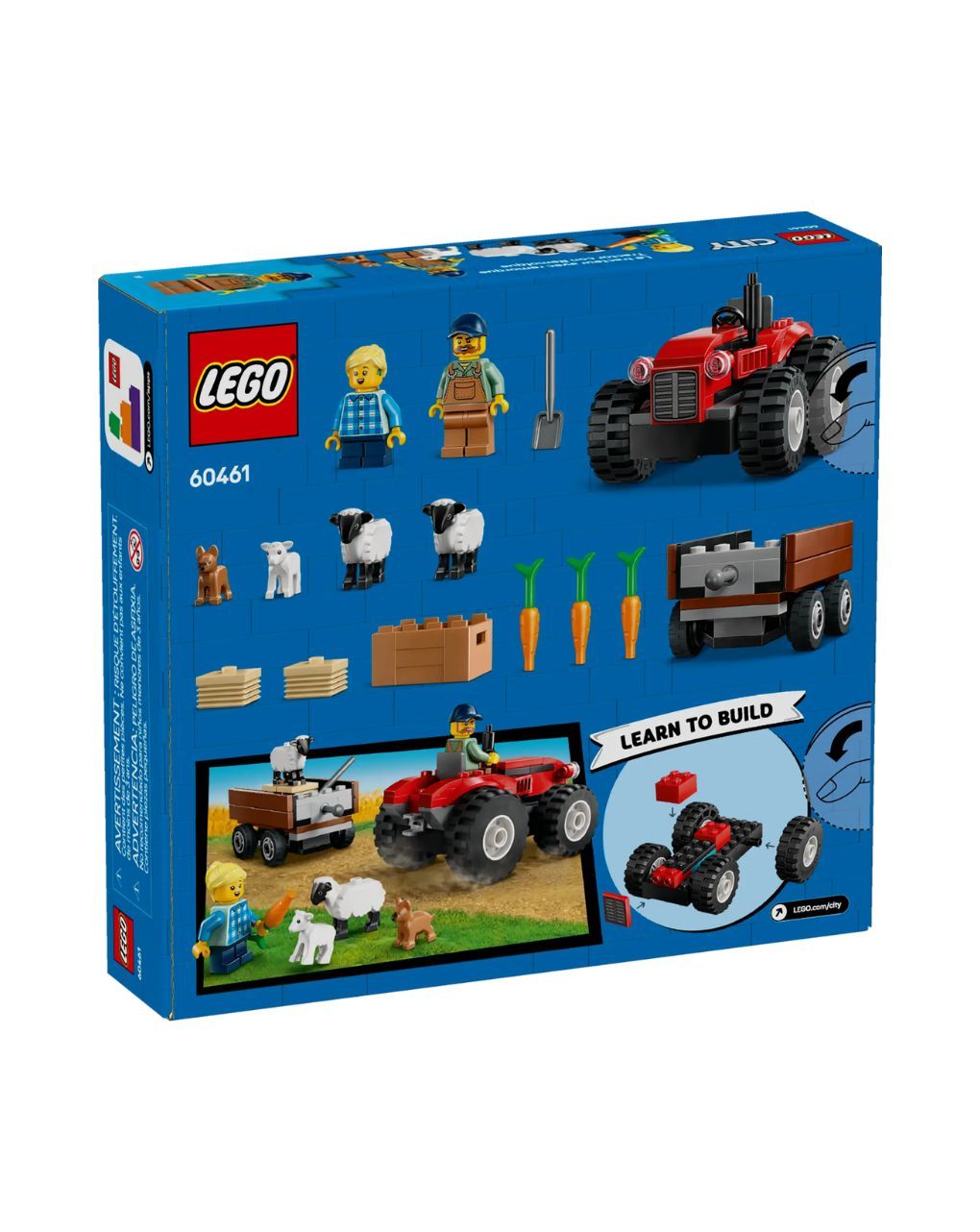 Lego city red farm tractor with trailer & sheep 60461 - Lego