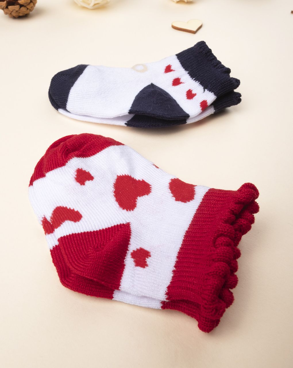 βρεφικά καλτσάκια με καρδούλες πακέτο x2 για κορίτσι - Prénatal