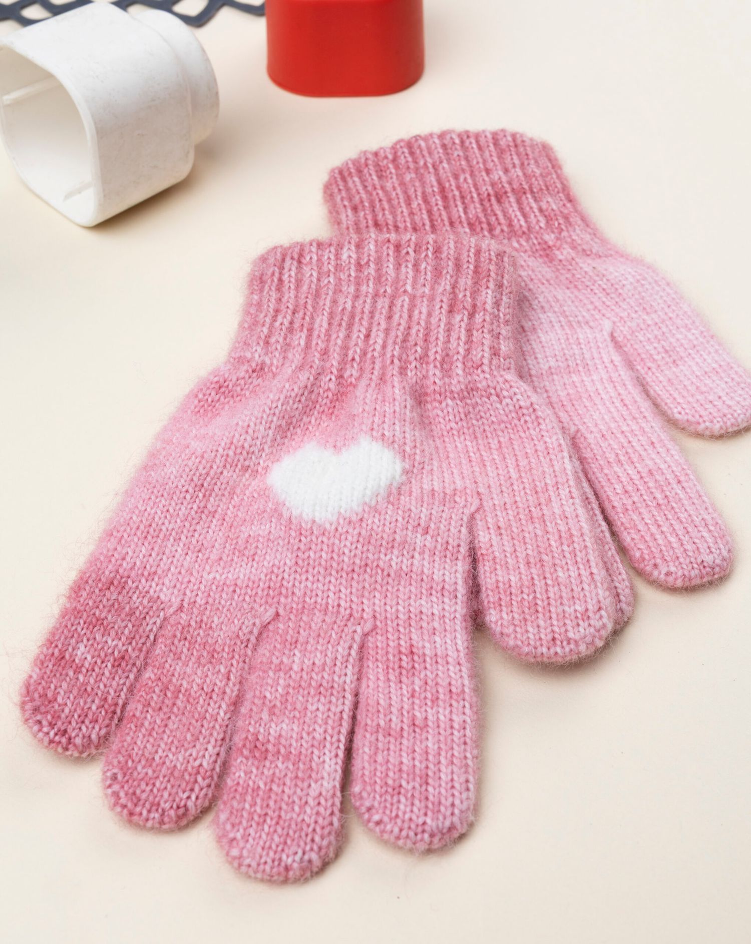 παιδικά γάντια ροζ με καρδούλα για κορίτσι - Prénatal
