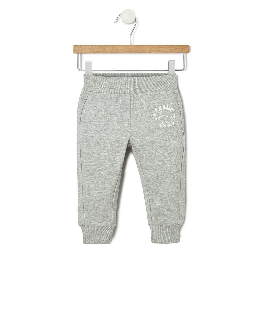 βρεφικό παντελόνι φούτερ γκρι με γατάκι για κορίτσι