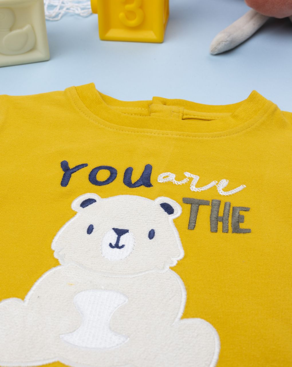 βρεφική μπλούζα κίτρινη με αρκουδάκι για αγόρι - Prénatal