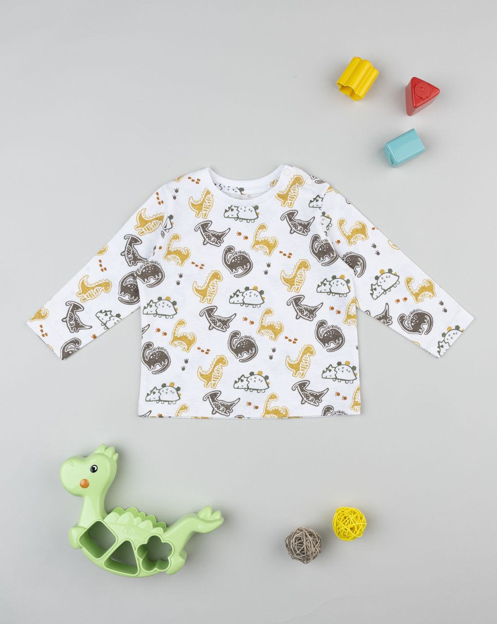 βρεφική μπλούζα λευκή με δεινόσαυρους για αγόρι