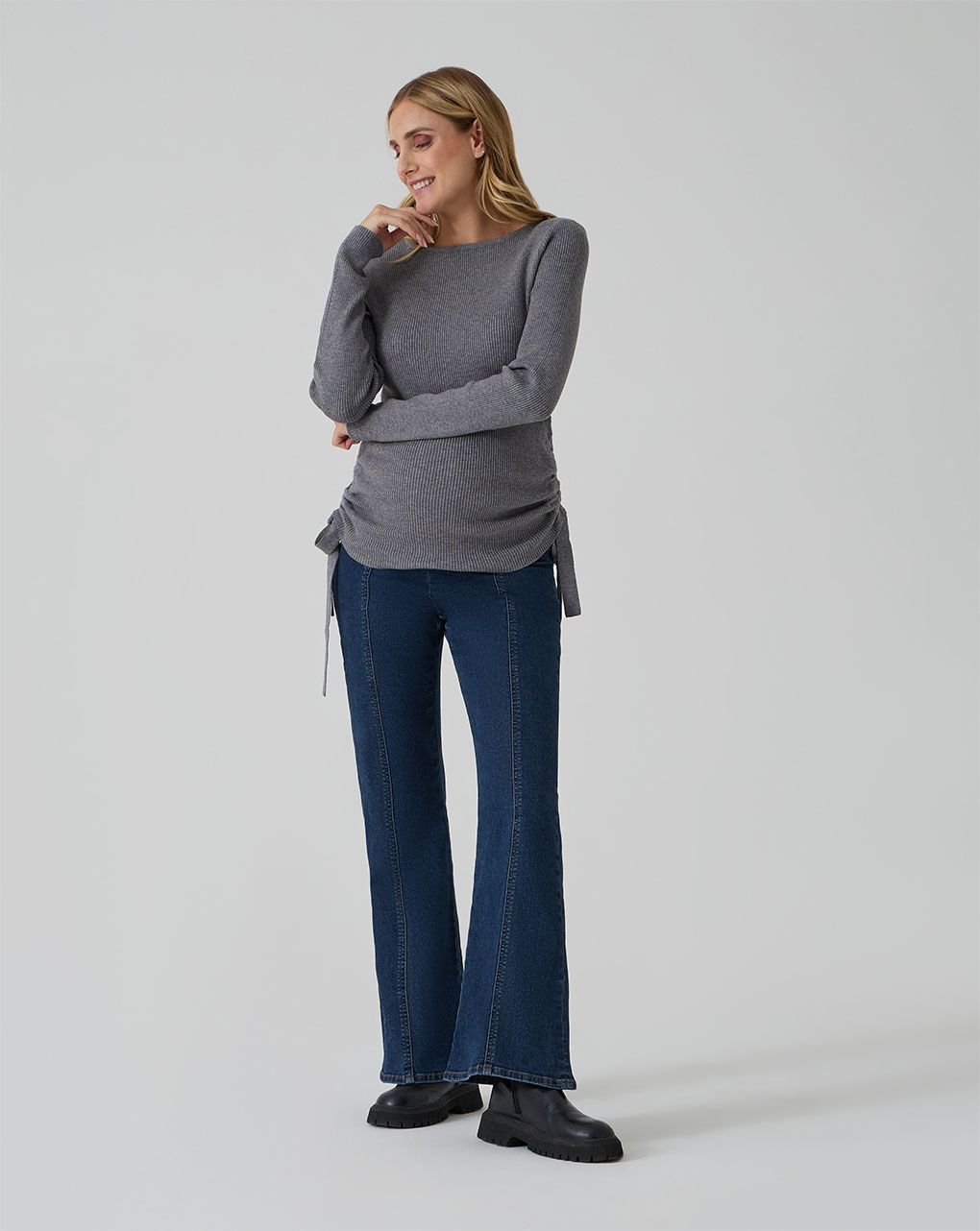 γυναικείο τζιν παντελόνι εγκυμοσύνης μπλε καμπάνα - Prénatal