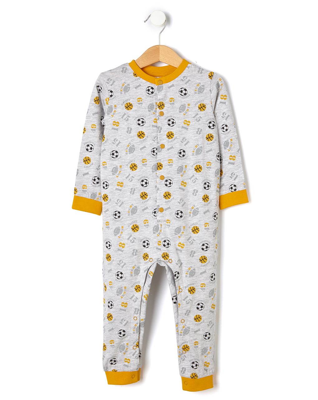 βρεφική ολόσωμη πιτζάμα γκρι sports για αγόρι