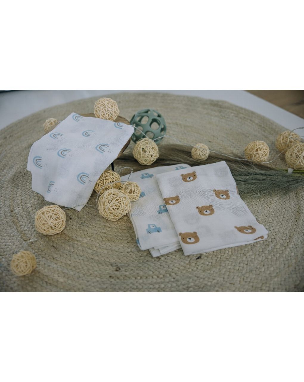 Bubaba πάνες μουσελίνα 3τμχ 80×80 cm blue bear 48013 - BUBABA