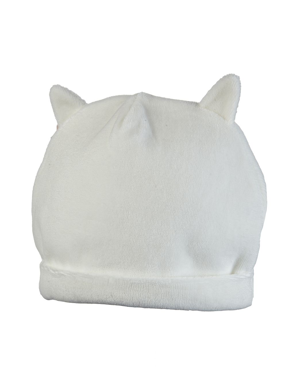 βρεφικό σκουφάκι σενίλ λευκό με λαγουδάκι για κορίτσι - Prénatal