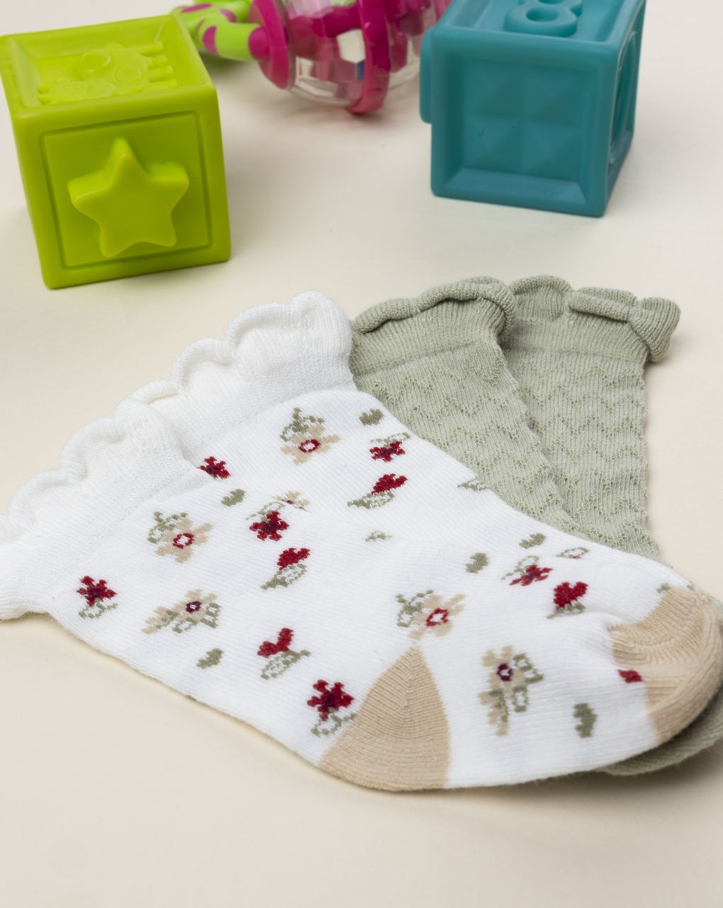 βρεφικά καλτσάκια με λουλούδια πακέτο x2 για κορίτσι - Prénatal