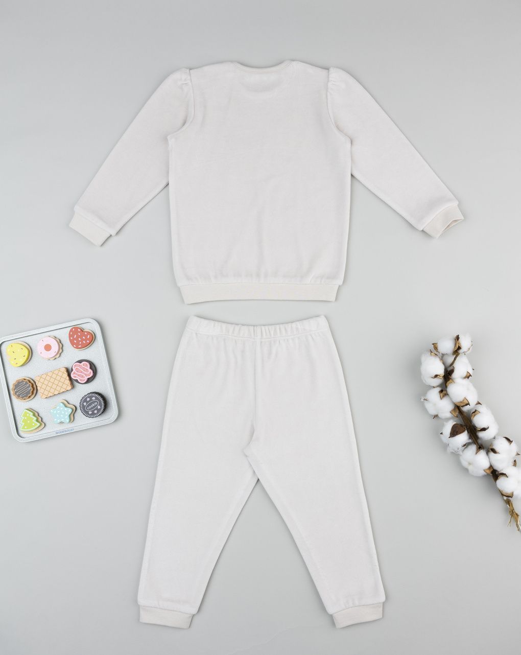 βρεφική πιτζάμα σενίλ μπεζ με αλεπούδες για κορίτσι - Prénatal