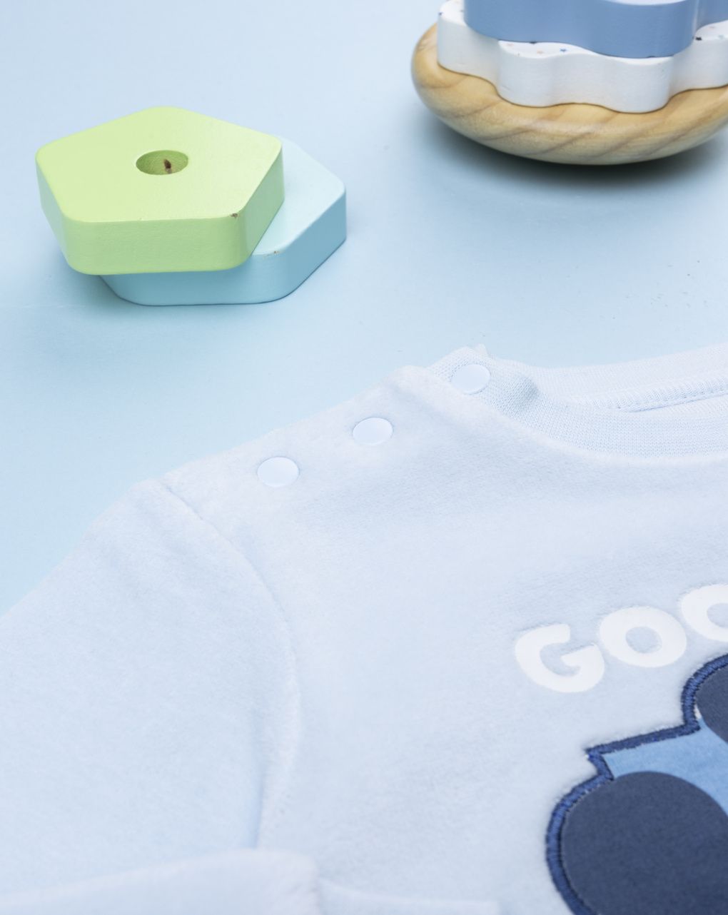 βρεφική πιτζάμα σενίλ γαλάζια mickey για αγόρι - Prénatal